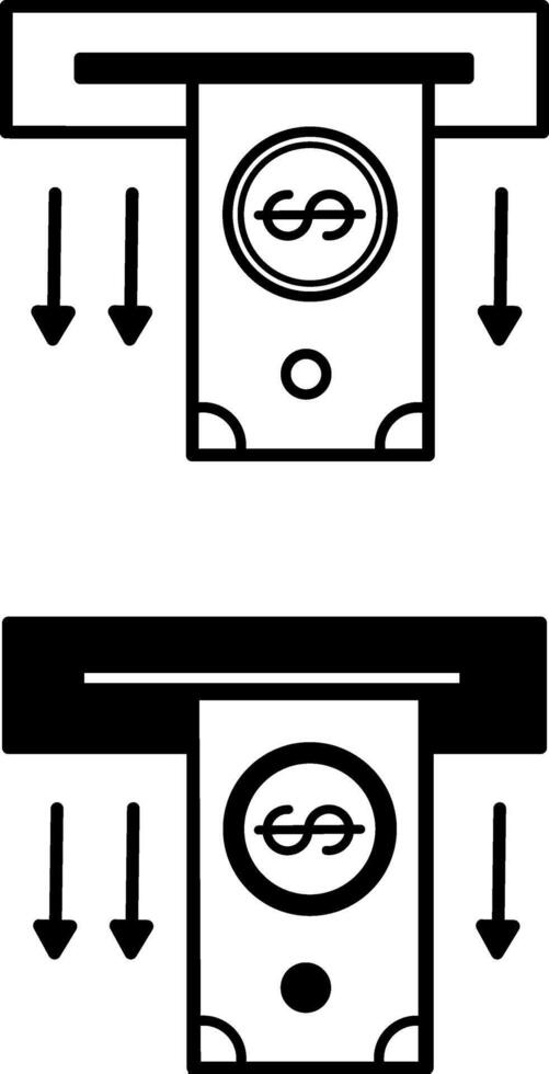 Withdrawal icons. Black and White Icons of Withdrawal of Money from Account. Business and Finance Concept vector