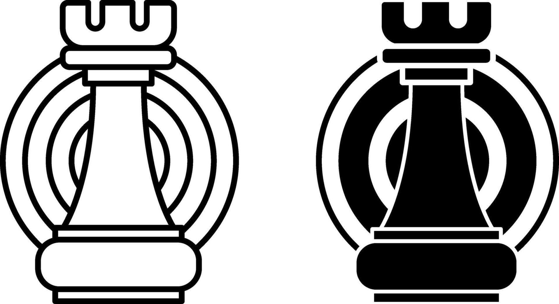 Strategy icons. Black and White Icons of Goal and Chess Piece. Business Management Concept vector