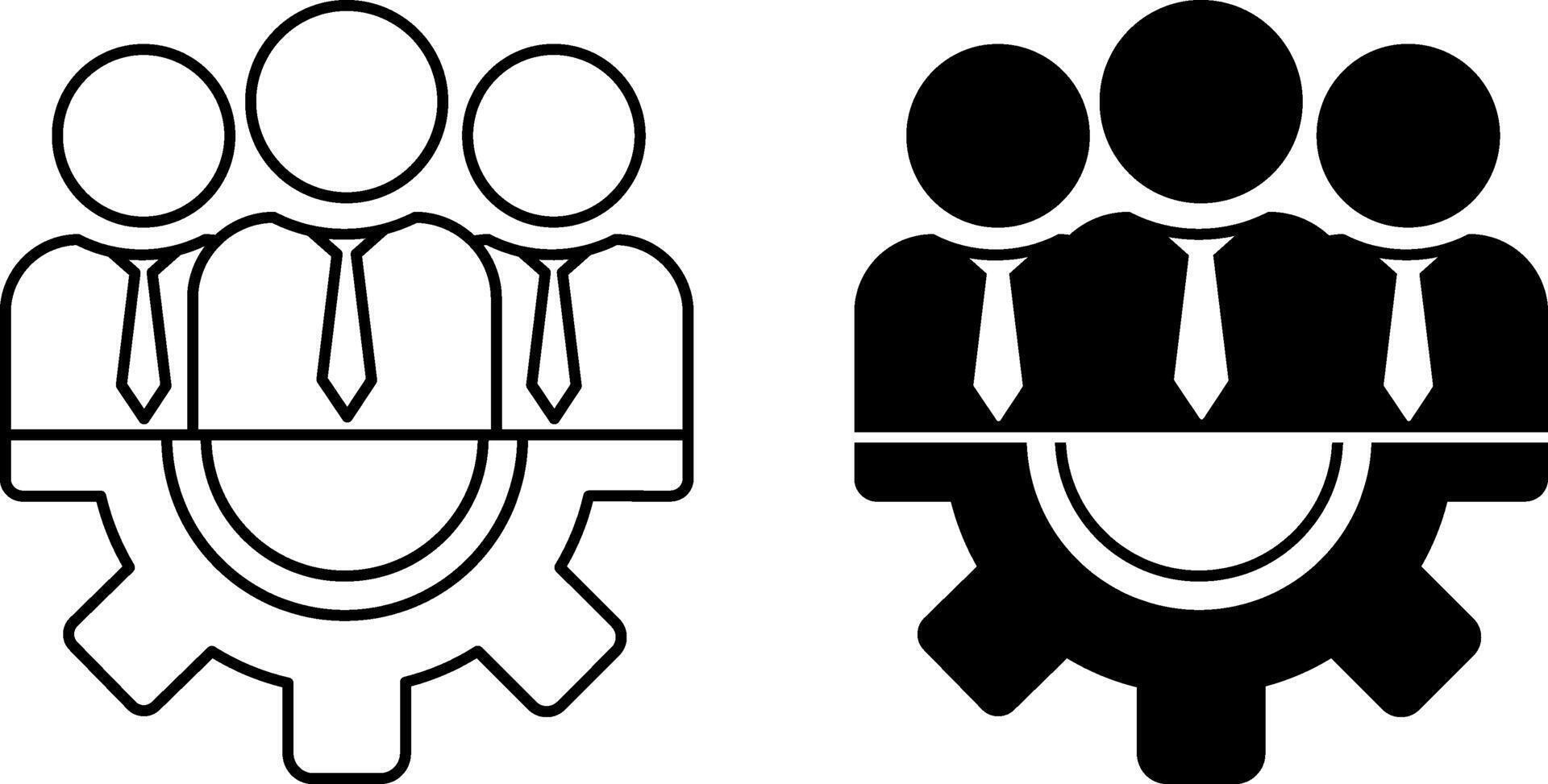 Management icons. Black and White Icons of People in Ties and Gear. Team Work Management, Company Leaders, Business Team vector