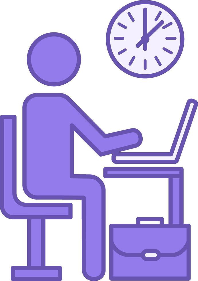 Employee Colored Icon. Icon of a Man Working on a Laptop. Work Briefcase and Watch. Human Resource Management Concept vector