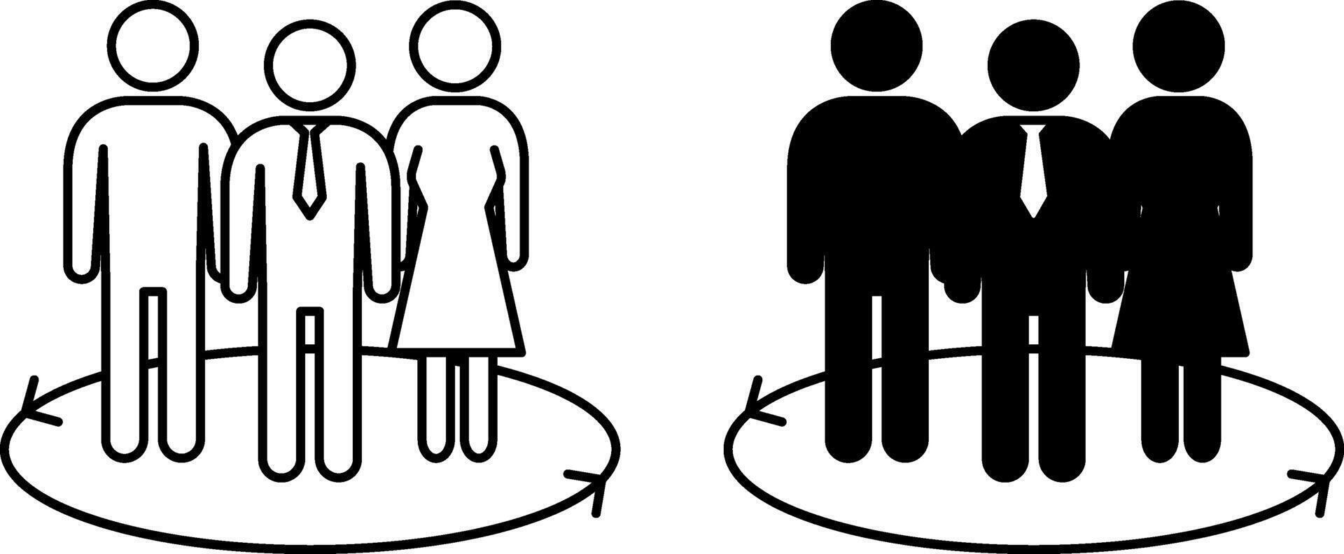 Human Resources Icons. Black and White Icons. Target Market and Audience, Focus Group, Public Relations. Management Concept vector