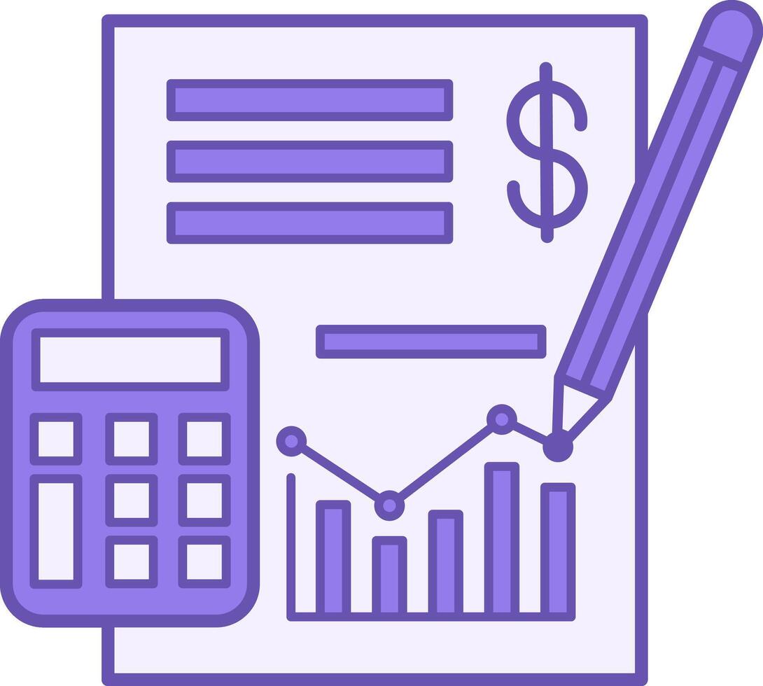 Accounting Color Icon. Icon of Financial Document, Pencil, and Calculator. Business and Finance Concept vector