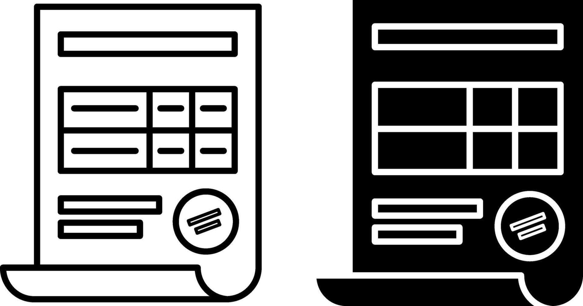 Invoice icons. Black and White Invoice Icons for Services Rendered. Payment and Billing Accounts, Signature of Business or Financial Transactions. Accounting Concept vector
