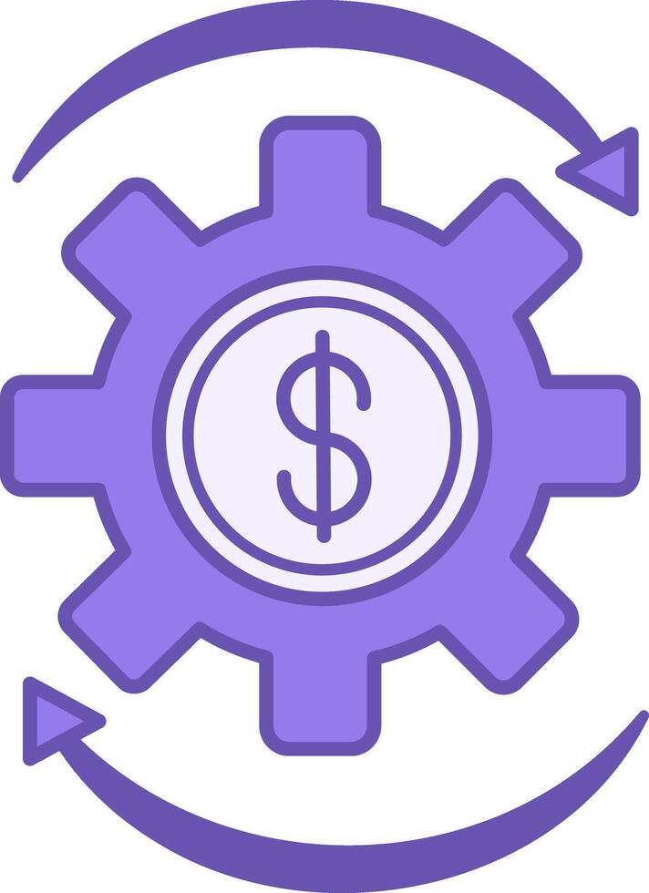 Money Management Color Icon. Icon of Gear with Dollar Sign and Arrow. Investments, Financial Circulation, Financial Transactions, Income from Funds. Accounting Concept vector