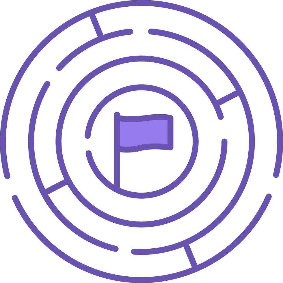 Challenge Color Icon. Icon of Round Labyrinth and Victory Flag Inside. Labyrinth For Business Task Concept. Workshop Concept vector