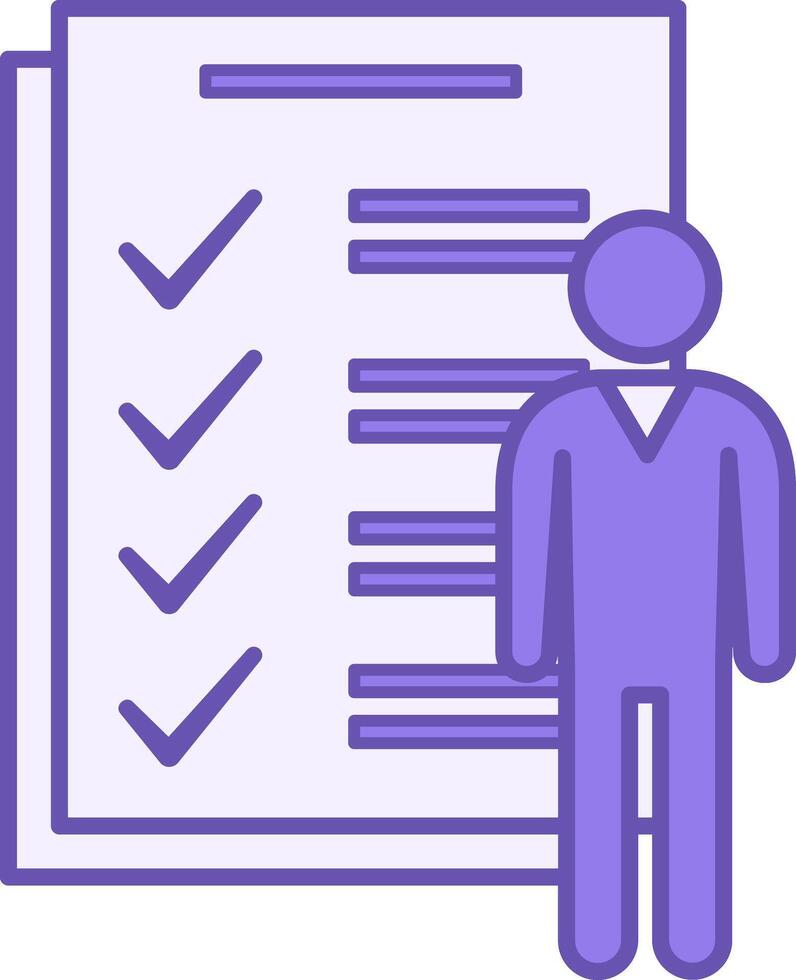 Colored Activity Icon. Icon of Person and Sheets with Work Done Items. Workflow Activity. Workshop concept vector