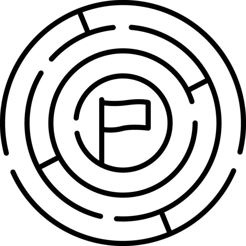 Challenge icons. Icons of a Round Labyrinth and Victory Flag Inside. Labyrinth For Business Task Concept. Workshop Concept vector
