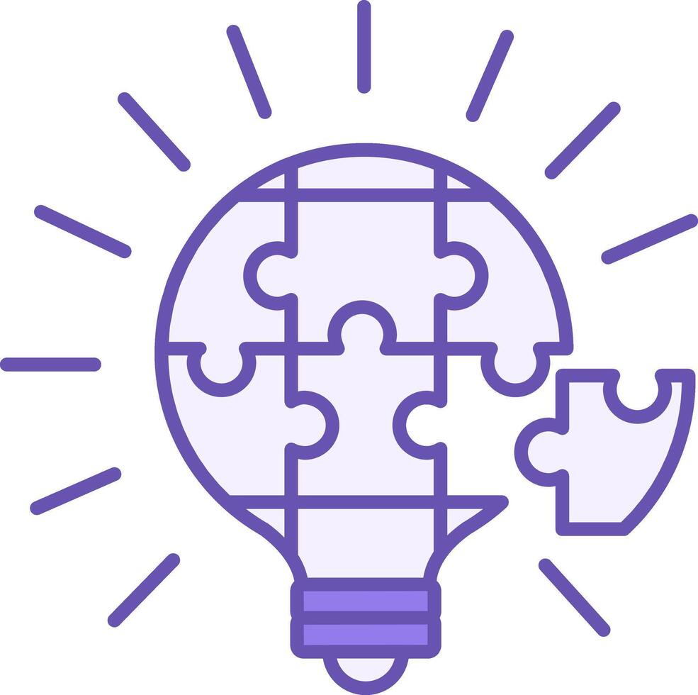 Problem Solving Color Icon. Icon of a Glowing Light Bulb in the Form of a Folding Puzzle. Puzzle Solution. Business and Workshop Concept vector