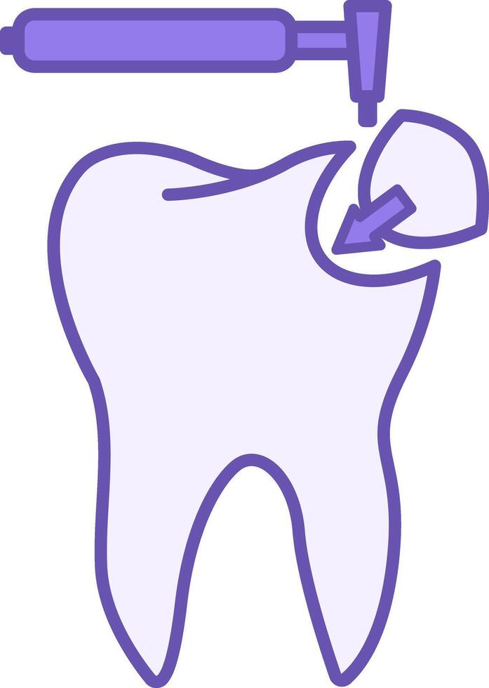 Colored Dental Filling Icon. Icon of Restoration of a Destroyed Tooth with a Composite Filling. Dental care and treatment. Medicine and Dentistry Concept vector