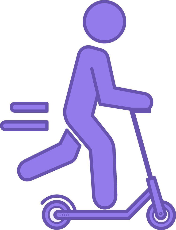 Kick Scooter Color Icon. Icon of a Man Riding a Kick Scooter. Transport Concept vector