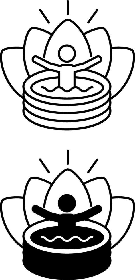 Spa icons. Black and White Icons of Man Relaxing in Jacuzzi. Relaxation, Healthy Lifestyle. Wellness Concept vector