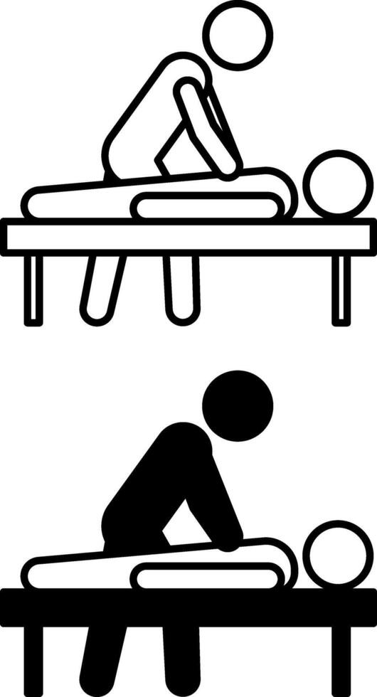 Massage icons. Black and White Icons. Massage Therapist Performs a Relaxing Massage on a Client. Healthy lifestyle. Wellness Concept vector