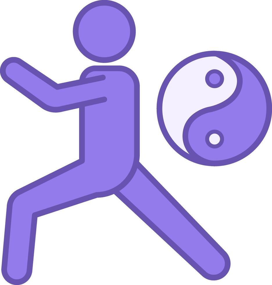 Tai Chi Colored Icon. A man does health-improving exercises. Symbol of Yin and Yang. Alternative Medicine. Healthy lifestyle. Wellness Concept vector