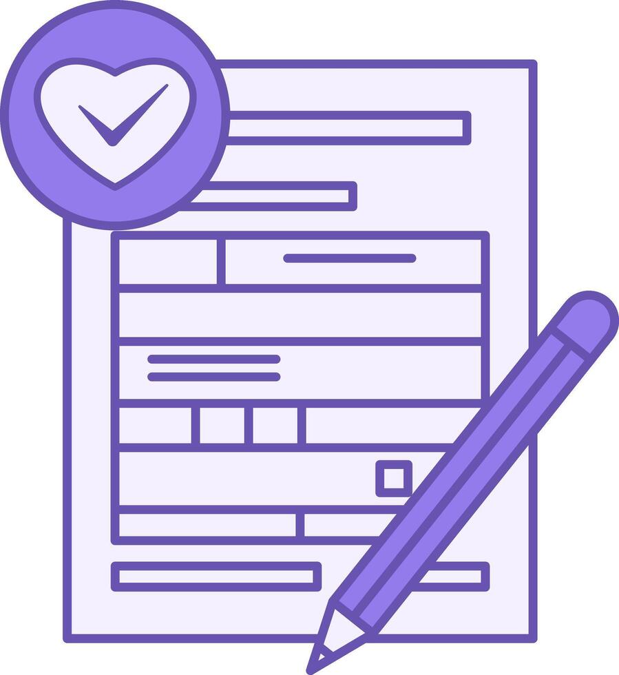 Colored Positive Note Icon. Icon of Letterhead with Heart and Checkmark. Marking Successful Completion of a Task. Positive Thinking Concept vector