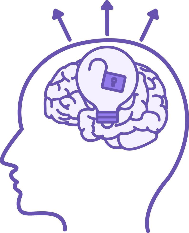 Open mindedness Colored Icon. Icon of Man with Open Lock. Objectivity of Judgment, Openness, Fairness. Positive Thinking Concept vector