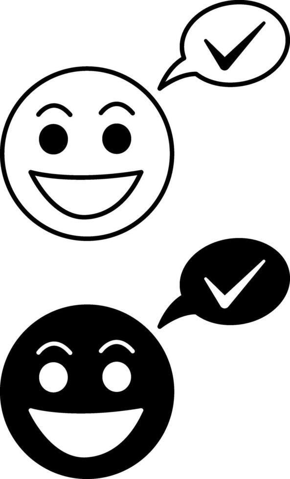 Positive Mindset Icons. Black and White Icon of a Smiling Human Face. Mental Health. Psychology. Positive Thinking Concept vector