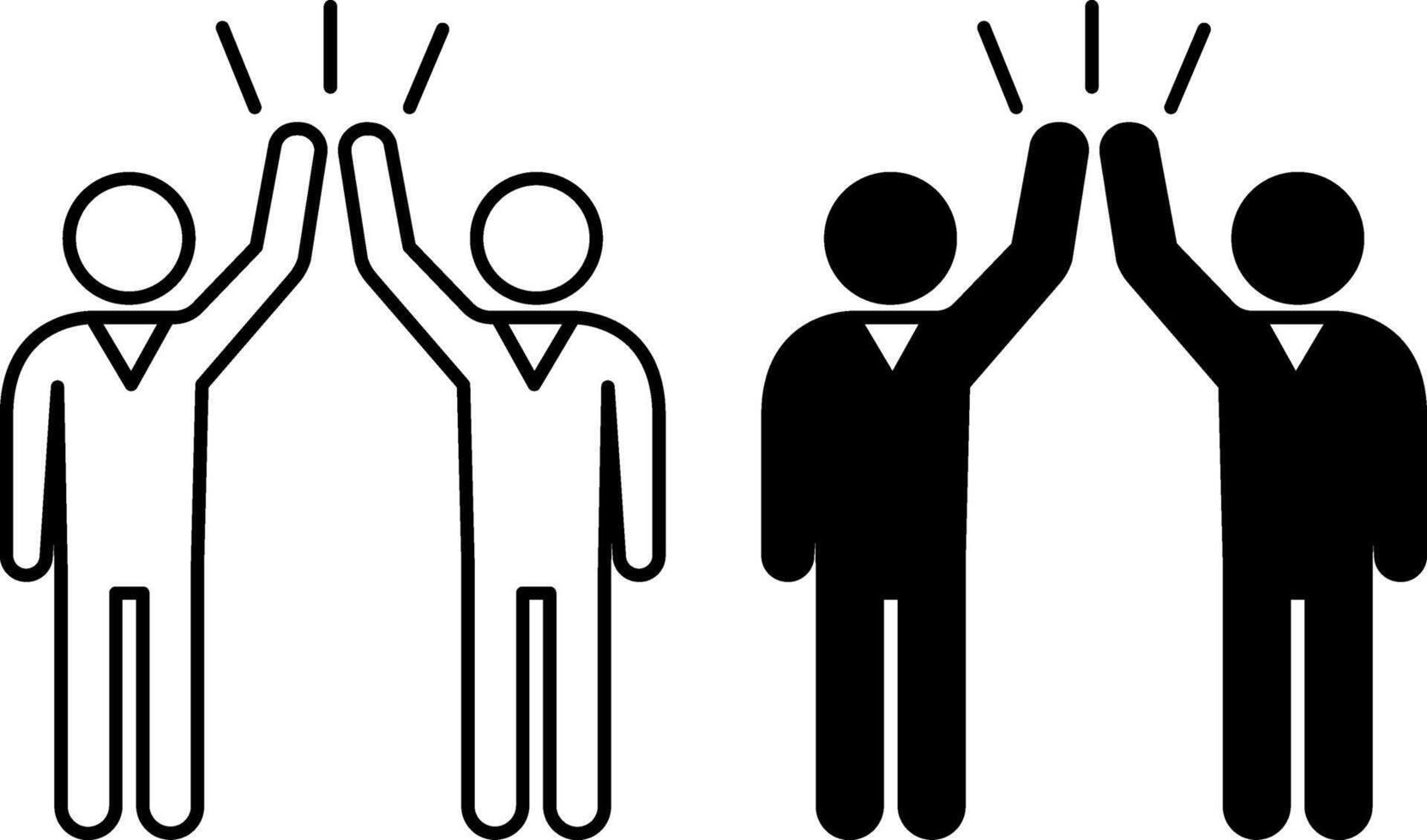 Supportive People Icons. Black and White Icons of Two Friends. Helping People. Mercy. Positive Thinking Concept vector