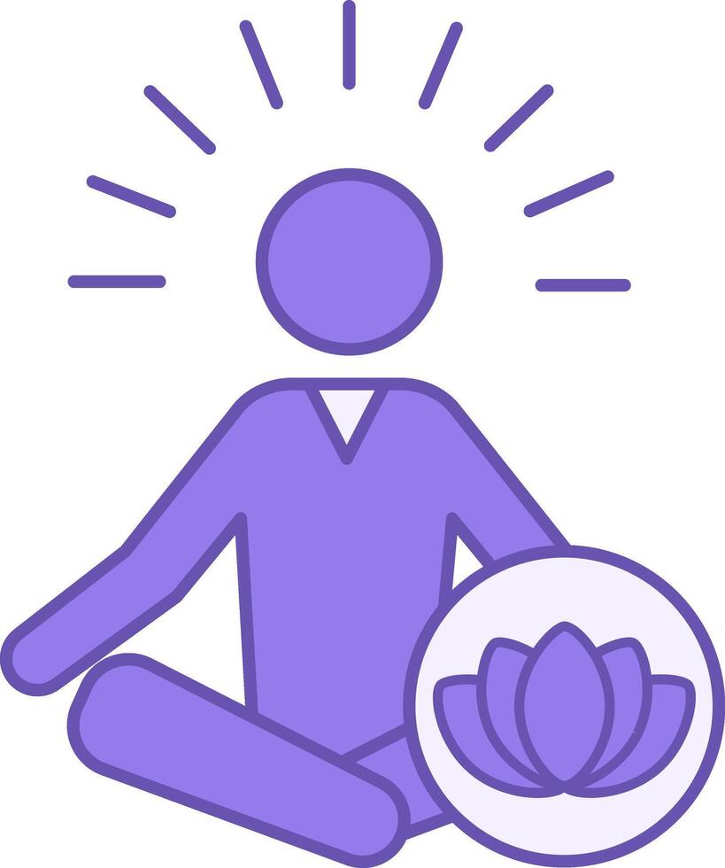 Calmness Colored Icon. Icon of Meditating Man. Yoga, Relaxation Exercise. Lotus flower. Mental Health. Positive Thinking Concept vector