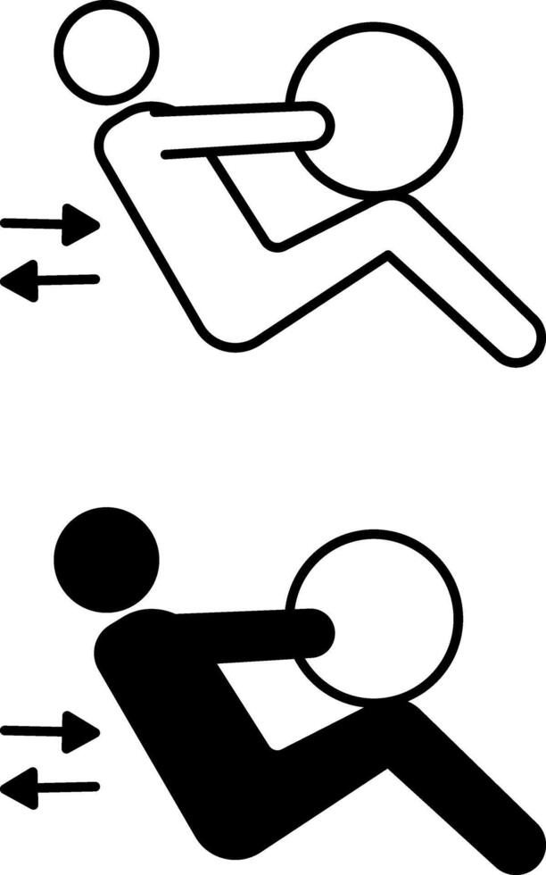 Fitness icons. Black and White Icons. Man Doing Exercise with Ball. Healthy Lifestyle and Sports. Hotel and Vacation Concept vector