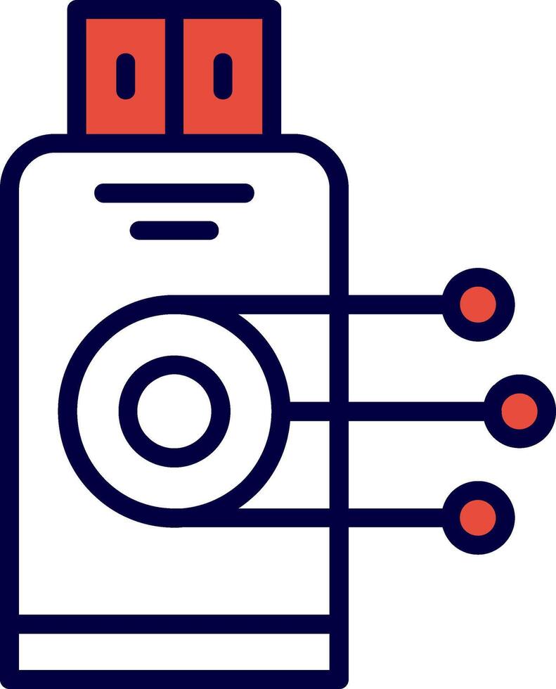 Driving Data Line Red Filled Icon vector