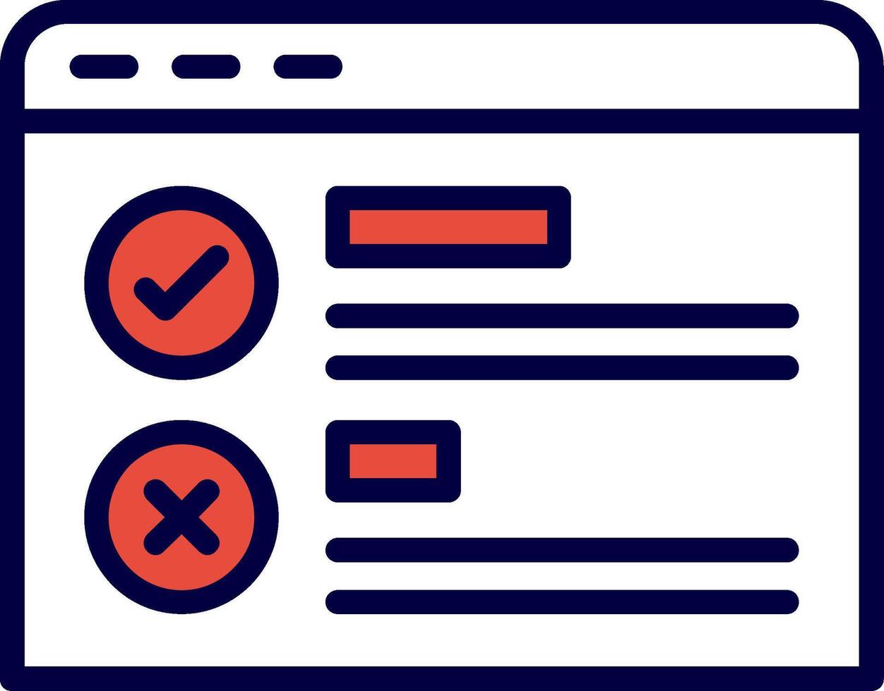 Online Survey Line Red Filled Icon vector