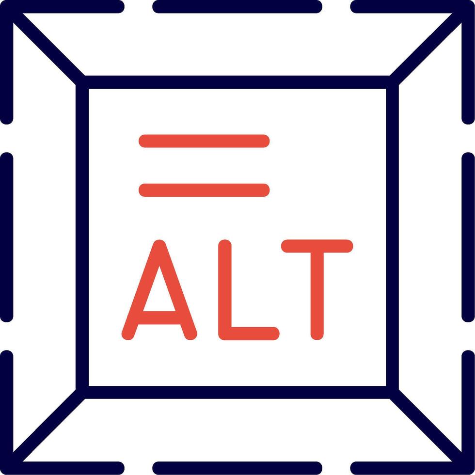 Alt Text Line Red Filled Icon vector