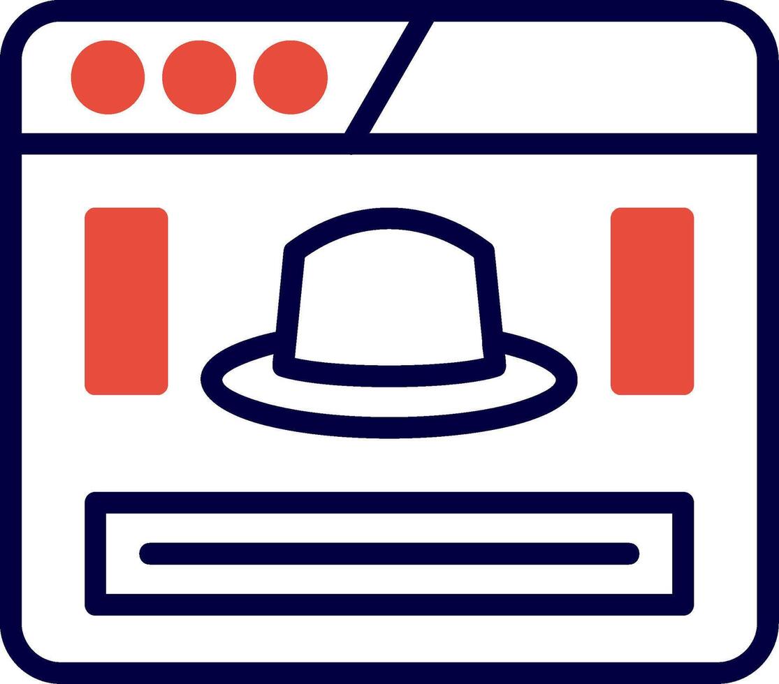 Black Hat Line Red Filled Icon vector