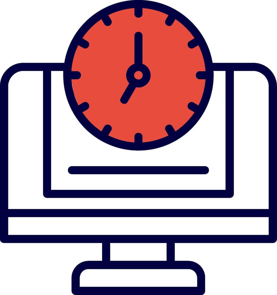 24 7 Monitoring Line Red Filled Icon vector