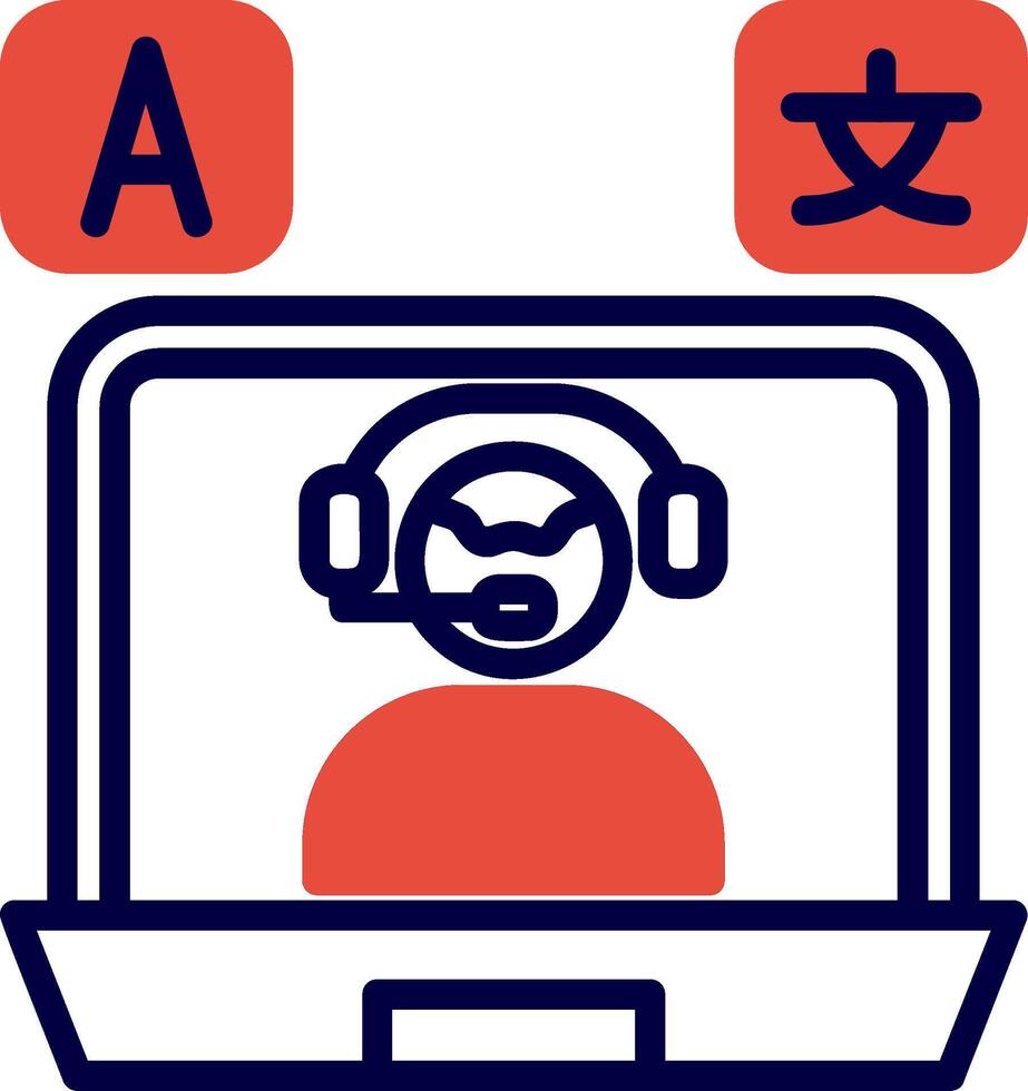 Online Language Teacher Line Red Filled Icon vector