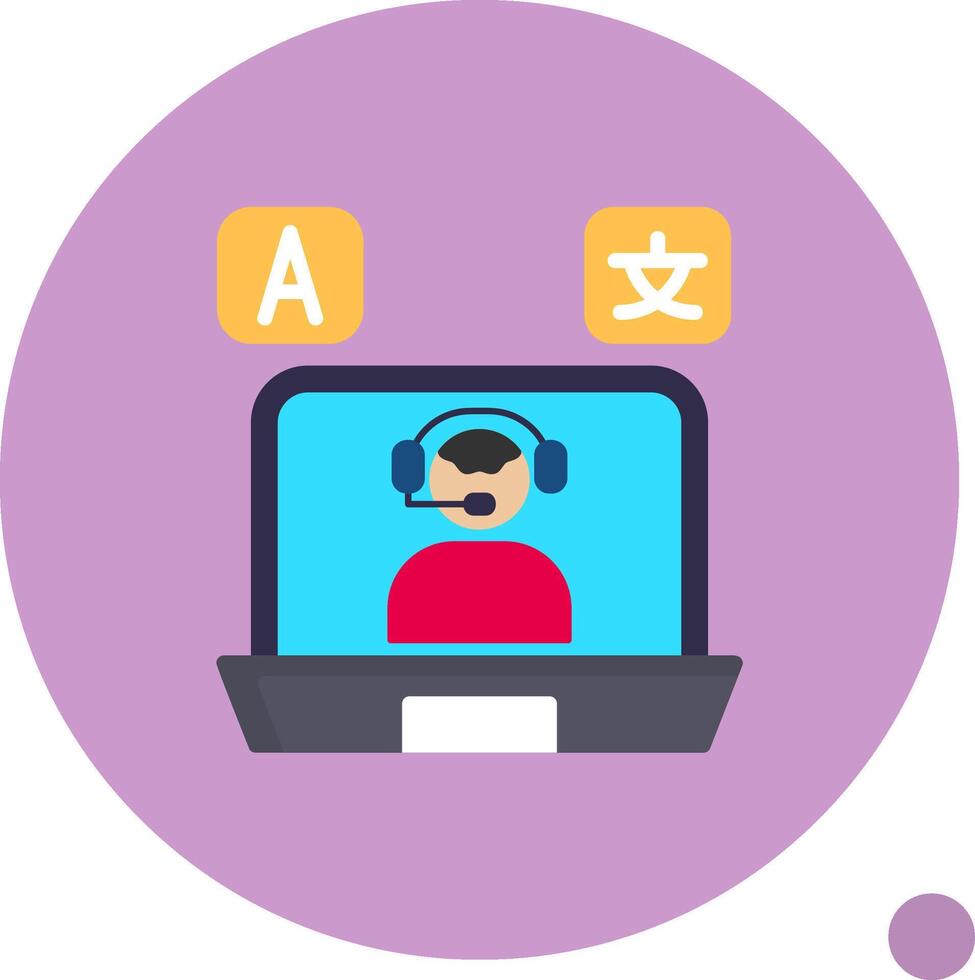 Online Language Teacher Flat Shadow Icon vector