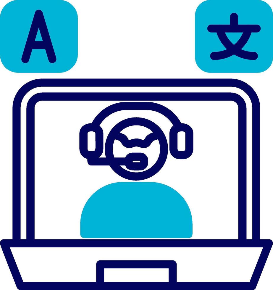 Online Language Teacher Blue Mixed Icon vector