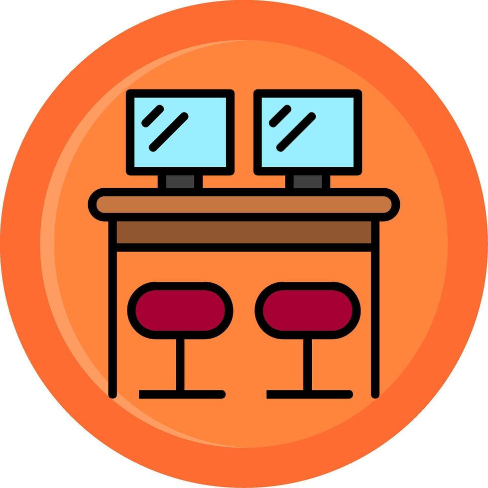 Co Work Space Line Filled Circle Icon vector