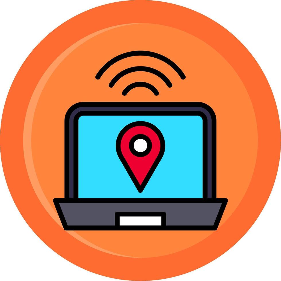 Digital Nomad Hub Line Filled Circle Icon vector