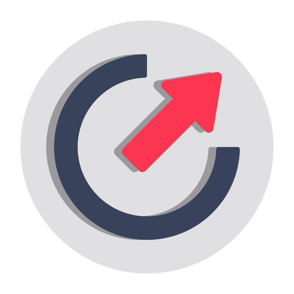 A flat design icon of upward right corner arrow vector