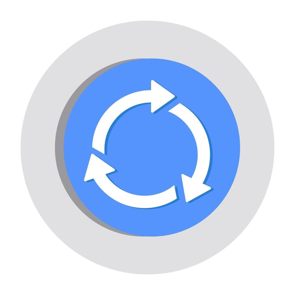 A flat design icon of recycling arrows vector