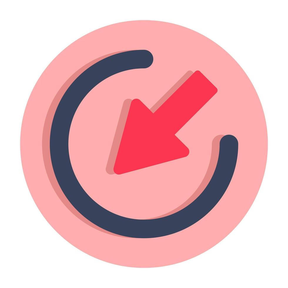 A flat design icon of downward left corner arrow vector