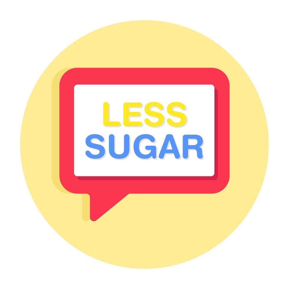 Conceptual flat design icon of less sugar chat vector