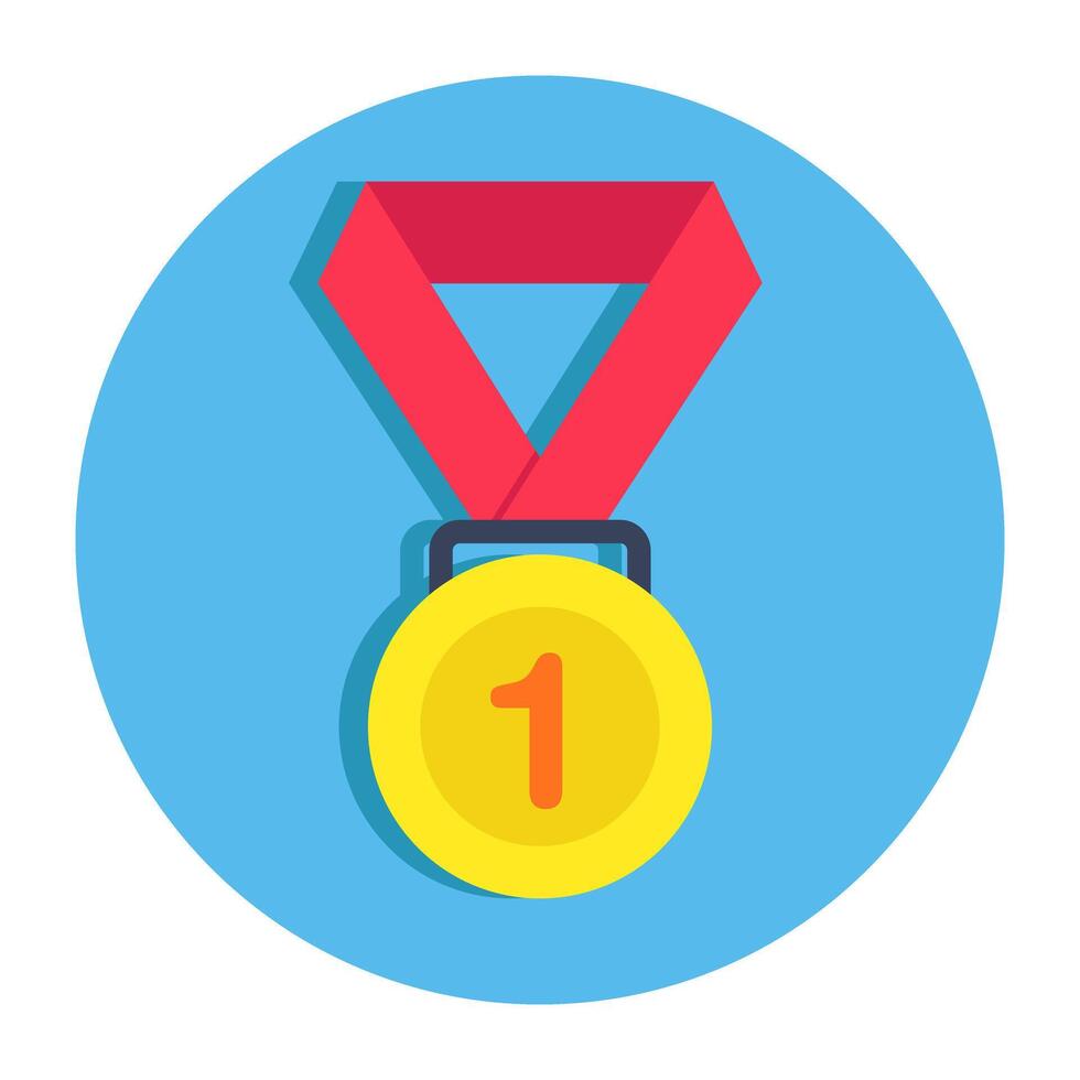 1st position achievement medal icon in flat design vector