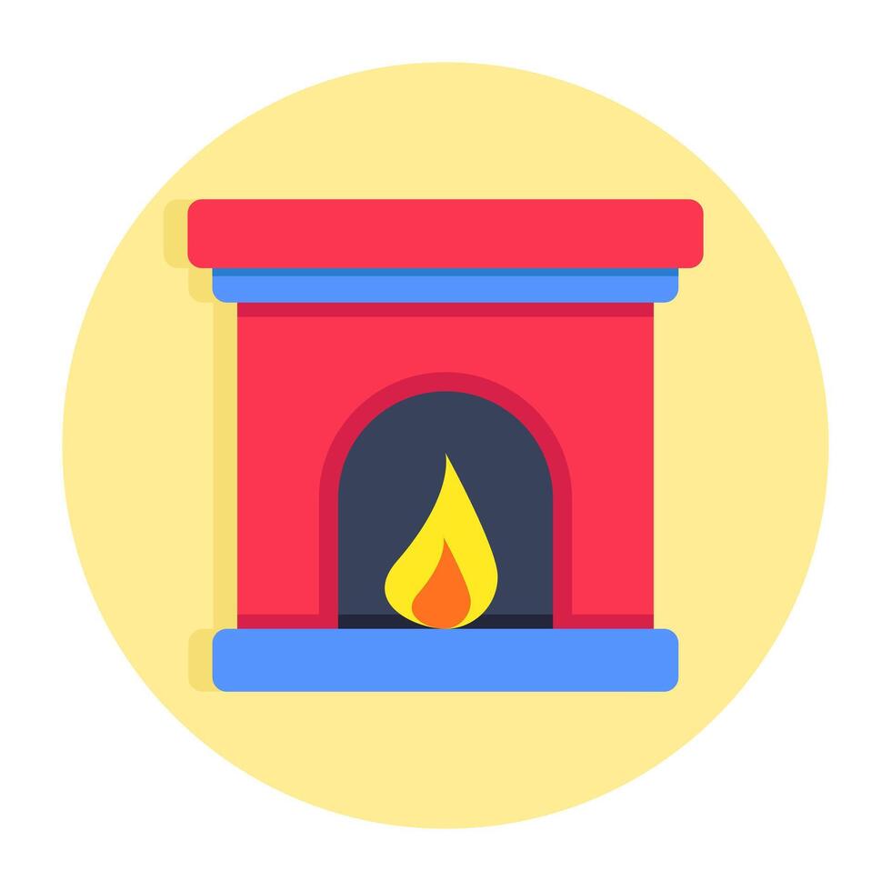 A flat design icon of fireplace vector