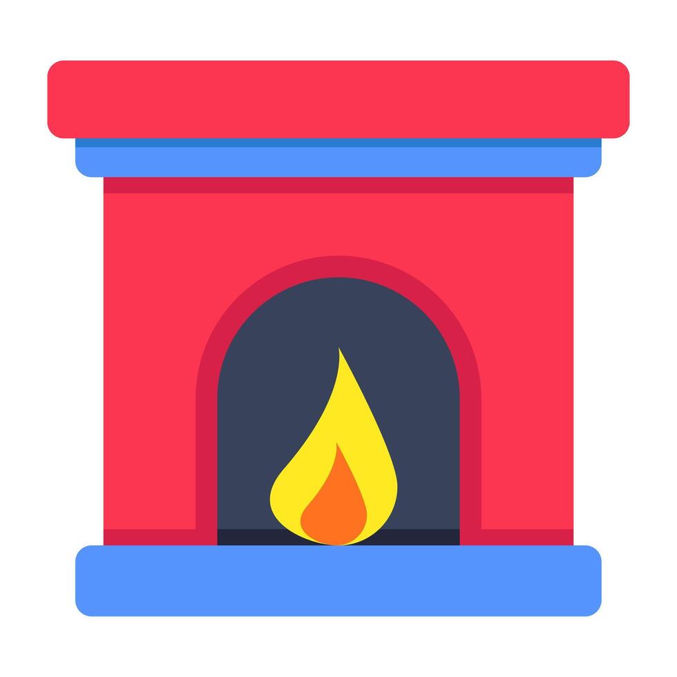 A flat design icon of fireplace vector