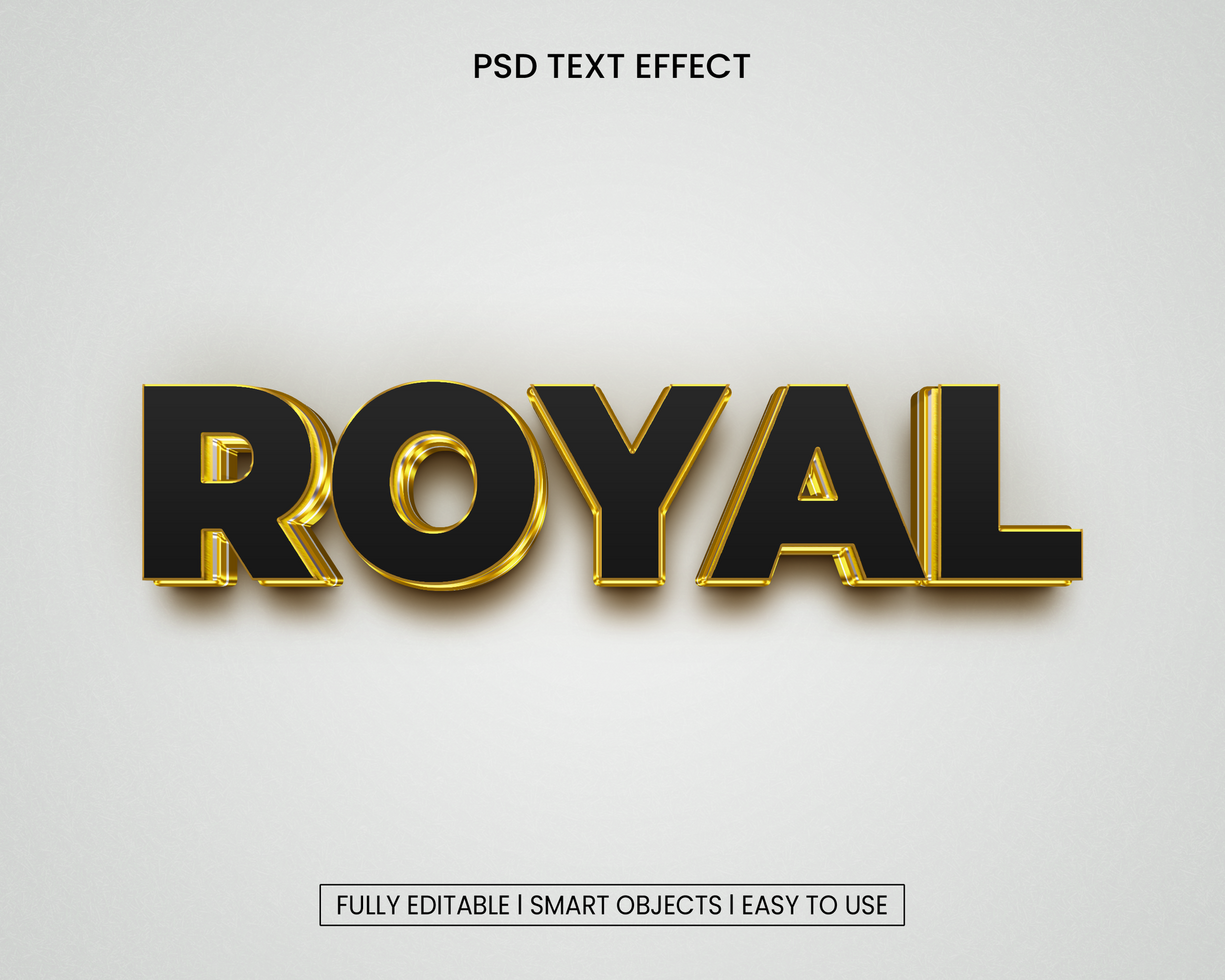 3d style royal text effect psd
