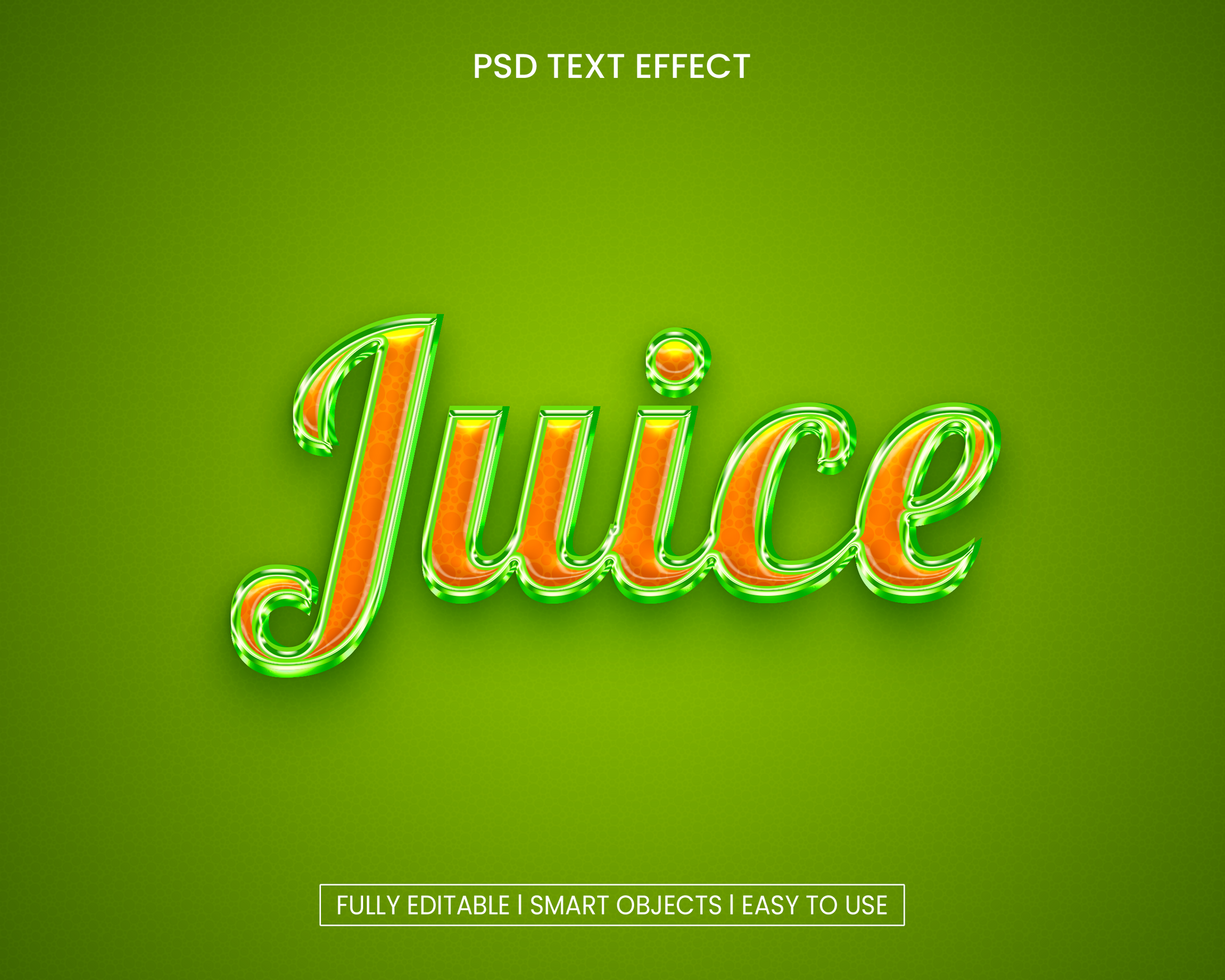 Juice 3d editable text effect psd