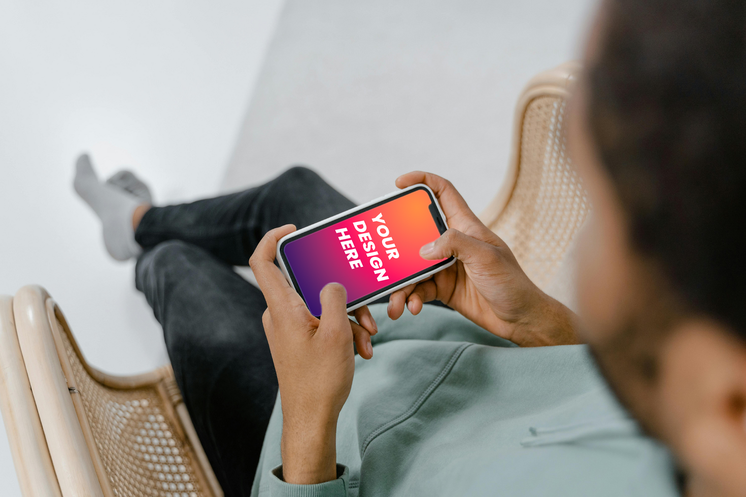 playing game mobile mockup psd