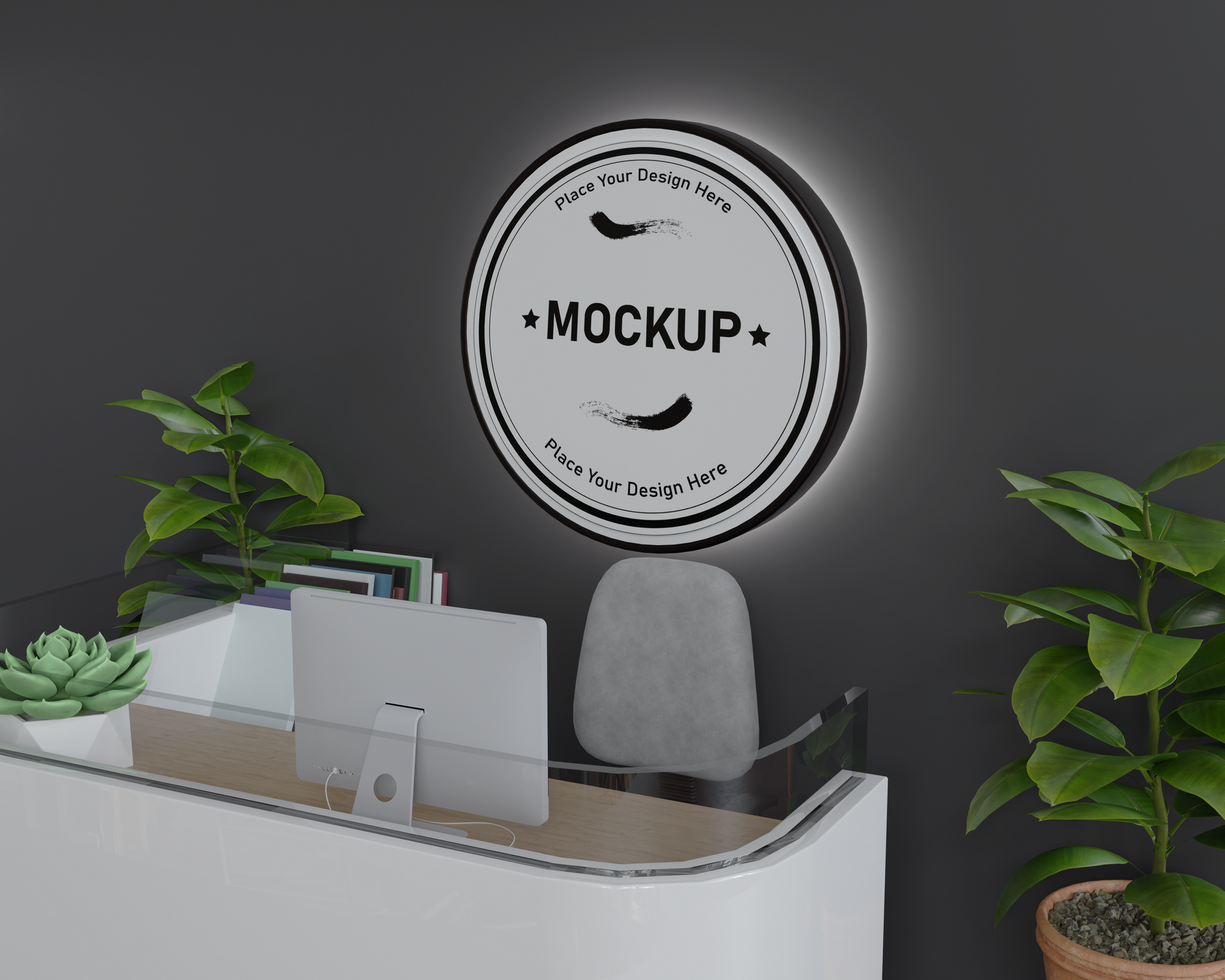 logo mockup in a minimalist workspace psd