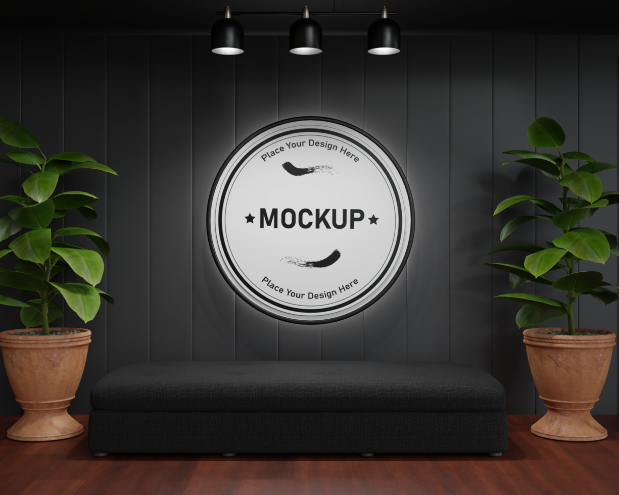logo mockup in a minimalist workspace psd