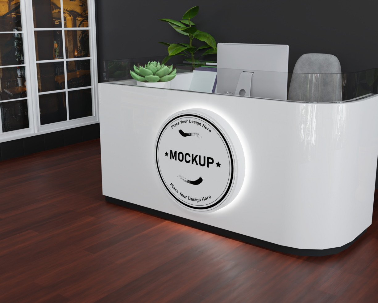logo mockup in a minimalist workspace psd