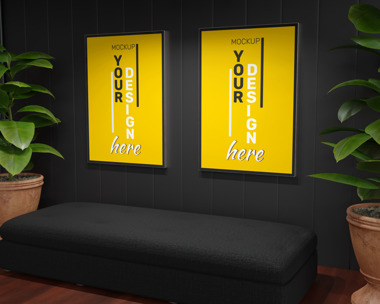 Mockup poster minimalist modern interior background, 3d render psd