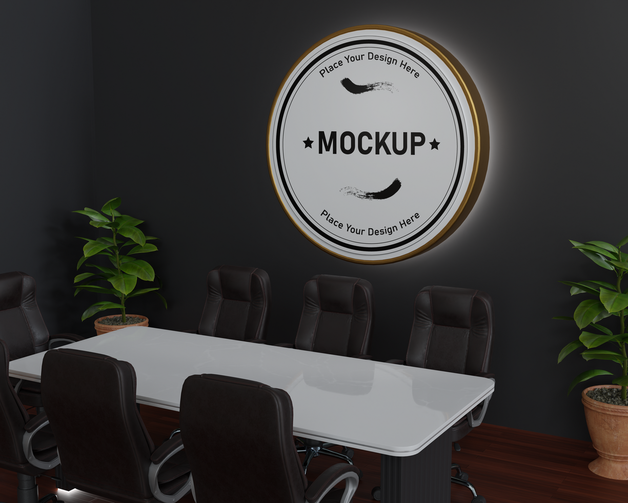 logo mockup in a minimalist workspace psd