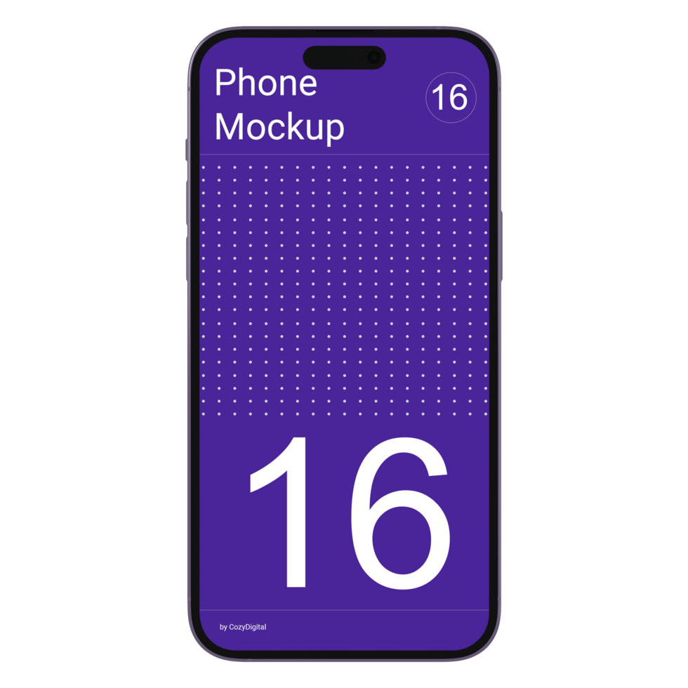Purple smartphone mockup without background psd