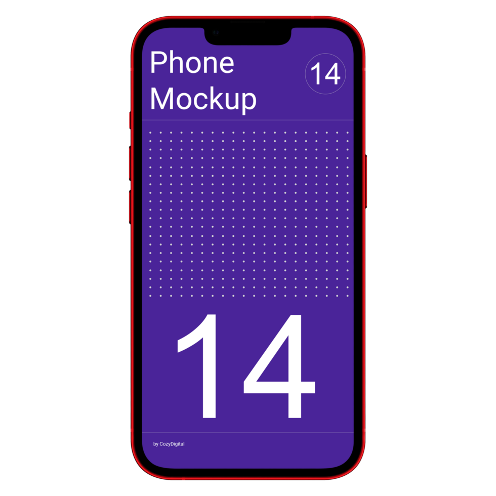 Red smartphone mockup without background psd